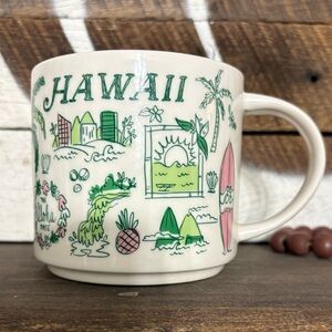Starbucks Hawaii Mug with Green and Pink Illustrations